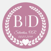Eenvoudige elegante bruid en bruidegom monogram ronde sticker (Voorkant)