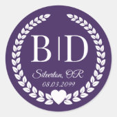 Eenvoudige elegante bruid en bruidegom monogram ronde sticker (Voorkant)