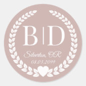 Eenvoudige elegante bruid en bruidegom monogram ronde sticker (Voorkant)