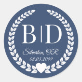 Eenvoudige elegante bruid en bruidegom monogram ronde sticker (Voorkant)