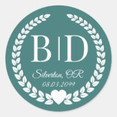 Eenvoudige elegante bruid en bruidegom monogram ronde sticker (Voorkant)
