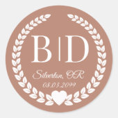 Eenvoudige elegante bruid en bruidegom monogram ronde sticker (Voorkant)