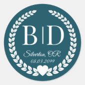Eenvoudige elegante bruid en bruidegom monogram ronde sticker (Voorkant)