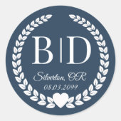 Eenvoudige elegante bruid en bruidegom monogram ronde sticker (Voorkant)