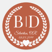 Eenvoudige elegante bruid en bruidegom monogram ronde sticker (Voorkant)