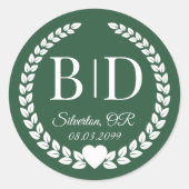 Eenvoudige elegante bruid en bruidegom monogram ronde sticker (Voorkant)