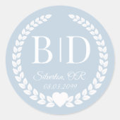Eenvoudige elegante bruid en bruidegom monogram ronde sticker (Voorkant)