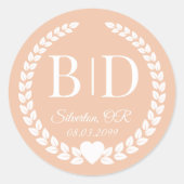 Eenvoudige elegante bruid en bruidegom monogram ronde sticker (Voorkant)