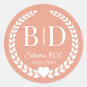 Eenvoudige elegante bruid en bruidegom monogram ronde sticker (Voorkant)