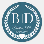 Eenvoudige elegante bruid en bruidegom monogram ronde sticker (Voorkant)
