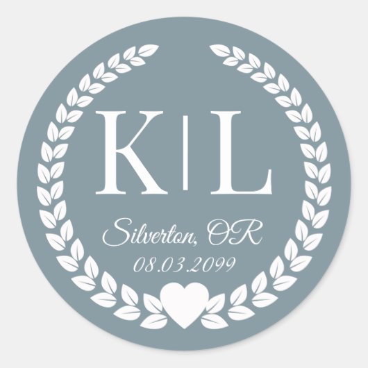 Eenvoudige elegante bruid en bruidegom monogram ronde sticker (Voorkant)