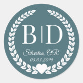 Eenvoudige elegante bruid en bruidegom monogram ronde sticker (Voorkant)