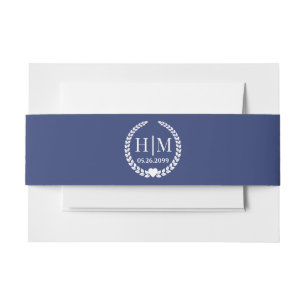 Eenvoudige elegante bruid en bruidegom monogram uitnodigingen wikkel