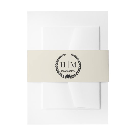 Eenvoudige elegante bruid en bruidegom monogram uitnodigingen wikkel (Voorkant Voorbeeld)