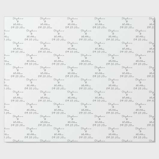 Eenvoudige Elegante Bruid en bruidegom Namen Bruil Cadeaupapier (Vlak)