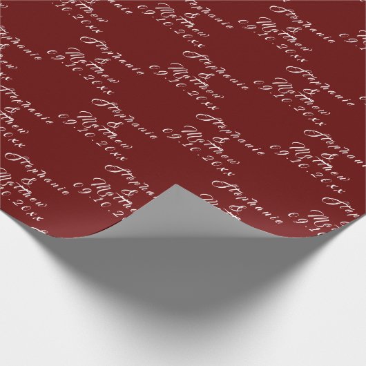 Eenvoudige Elegante Bruid en bruidegom Namen Bruil Cadeaupapier (Hoek)