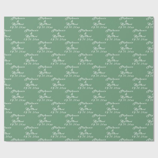 Eenvoudige Elegante Bruid en bruidegom Namen Bruil Cadeaupapier (Vlak)