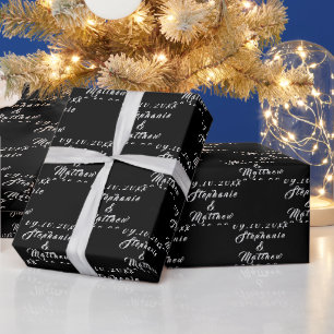 Eenvoudige Elegante Bruid en bruidegom Namen Bruil Cadeaupapier