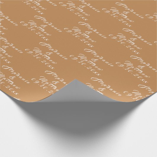 Eenvoudige Elegante Bruid en bruidegom Namen Bruil Cadeaupapier (Hoek)