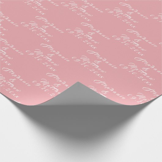 Eenvoudige Elegante Bruid en bruidegom Namen Bruil Cadeaupapier (Hoek)