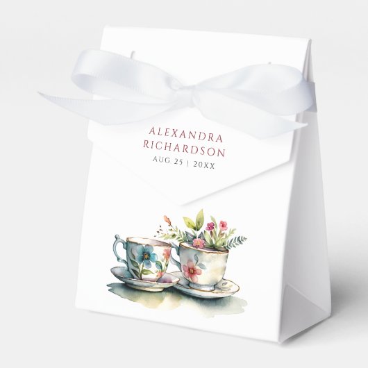 Eenvoudige Elegante Bruids Bloemen Tea Party Water Bedankdoosjes (Voorkant Zijde)