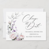 Eenvoudige Elegante Bruidsfeest Datumswijziging Kaart (Voorkant)