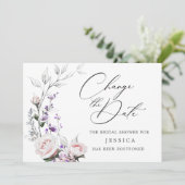 Eenvoudige Elegante Bruidsfeest Datumswijziging Kaart (Staand voorkant)