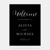Eenvoudige elegante bruiloft acryl zwart welkomstb bord (Voorkant)