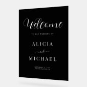 Eenvoudige elegante bruiloft acryl zwart welkomstb bord (Hoek)