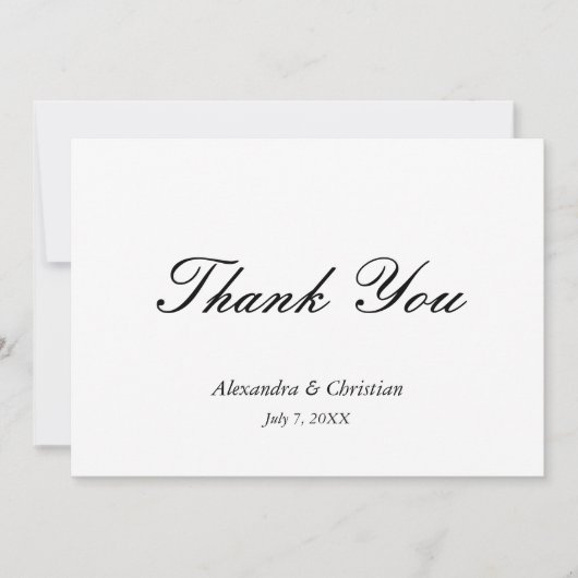 Eenvoudige elegante bruiloft dank u bericht terug bedankkaart (Voorkant)