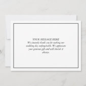 Eenvoudige elegante bruiloft dank u bericht terug bedankkaart (Achterkant)