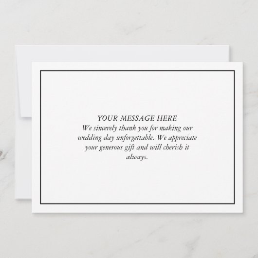 Eenvoudige elegante bruiloft dank u bericht terug bedankkaart (Achterkant)