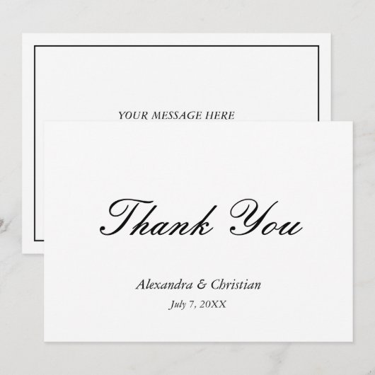 Eenvoudige elegante bruiloft dank u bericht terug bedankkaart (Voorkant / Achterkant)