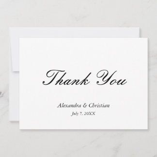 Eenvoudige elegante bruiloft dank u bericht terug bedankkaart