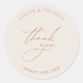 Eenvoudige elegante bruiloft Dank u gunst Ronde Sticker (Voorkant)