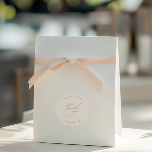 Eenvoudige elegante bruiloft Dank u gunst Ronde Sticker