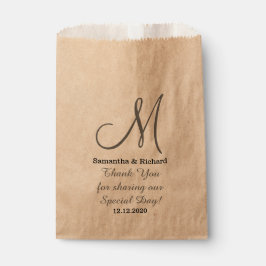 Eenvoudige Elegante Bruiloft Dank u Monogram Bedankzakje