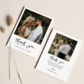 Eenvoudige elegante bruiloft Dank u paar foto Bedankkaart