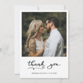 Eenvoudige elegante bruiloft Dank u paar foto Bedankkaart (Voorkant)