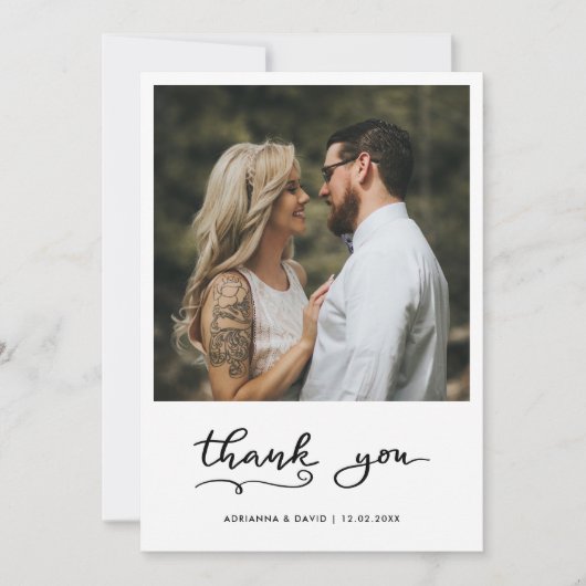 Eenvoudige elegante bruiloft Dank u paar foto Bedankkaart (Voorkant)