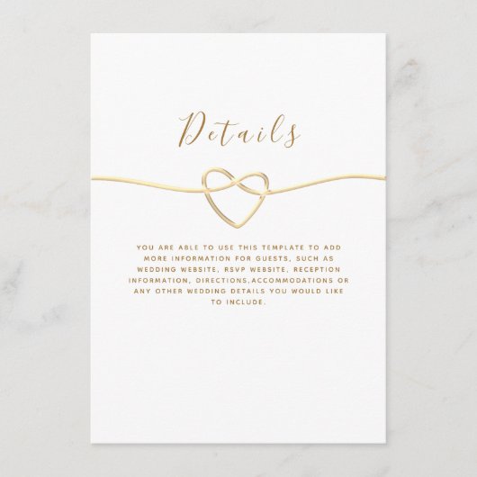 Eenvoudige elegante bruiloft details informatiekaartje (Voorkant)