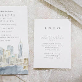 Eenvoudige Elegante Bruiloft Donkerblauw Terug Informatiekaartje