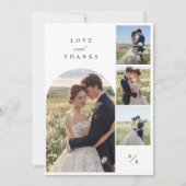 Eenvoudige elegante bruiloft fotocollage bedankkaart (Voorkant)