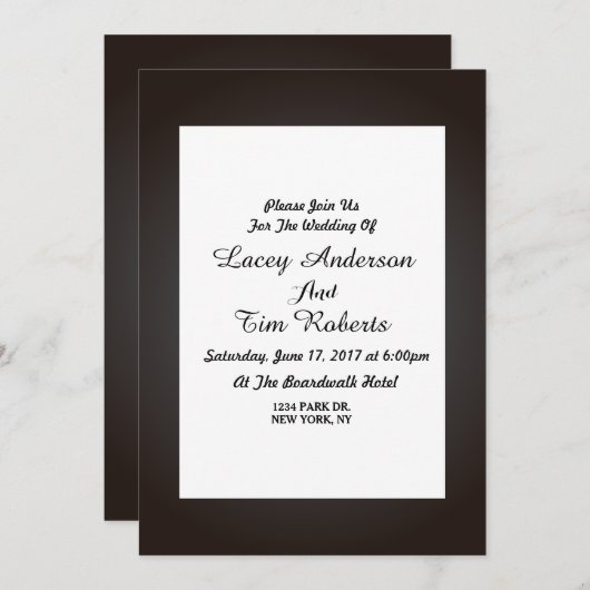 Eenvoudige elegante bruiloft Kaart (Voorkant / Achterkant)