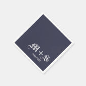 Eenvoudige elegante bruiloft monogrammen blauw servet (Hoek)