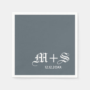 Eenvoudige elegante bruiloft monogrammen grijs servetten