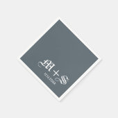 Eenvoudige elegante bruiloft monogrammen grijs servetten (Hoek)