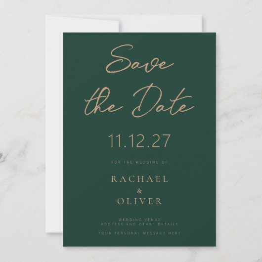 Eenvoudige elegante bruiloft niet-foto opslaan van save the date (Voorkant)