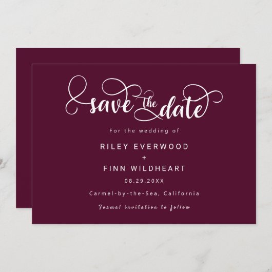 Eenvoudige Elegante bruiloft opslaan van de datum  Save The Date (Voorkant / Achterkant)