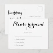 Eenvoudige elegante bruiloft RSVP briefkaarten (Voorkant / Achterkant)